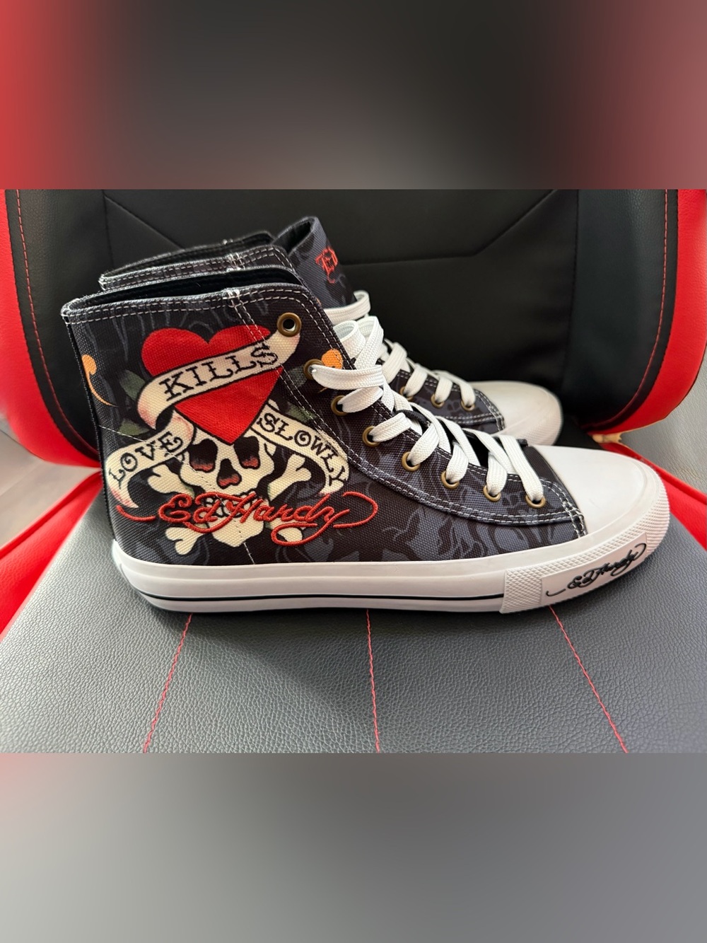 Ed Hardy Men’s Y2K Tattoo High Top Sneakers Size 10